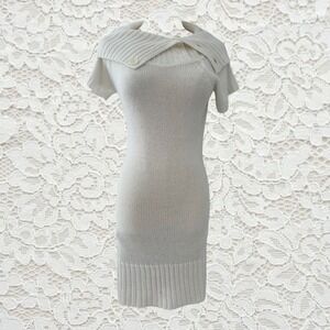vintage knit sweater dress with cute wide button collar detail
